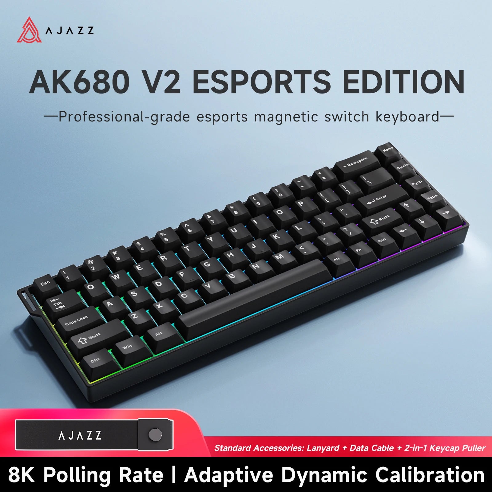 AJAZZ AK680 V2 E-sports magnetic switch keyboard 8K Polling Rate 128K Uitra-high Scan Rate  Aluminum Alloy Positioning Plate