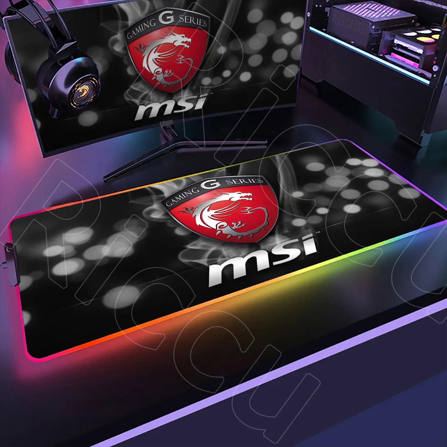 Large RGB Mouse Pad MSI Gaming Speed Mousepad Colorful LED Luminous Table Mats XXL Gamer Computer Backlight Keyboard Accessories