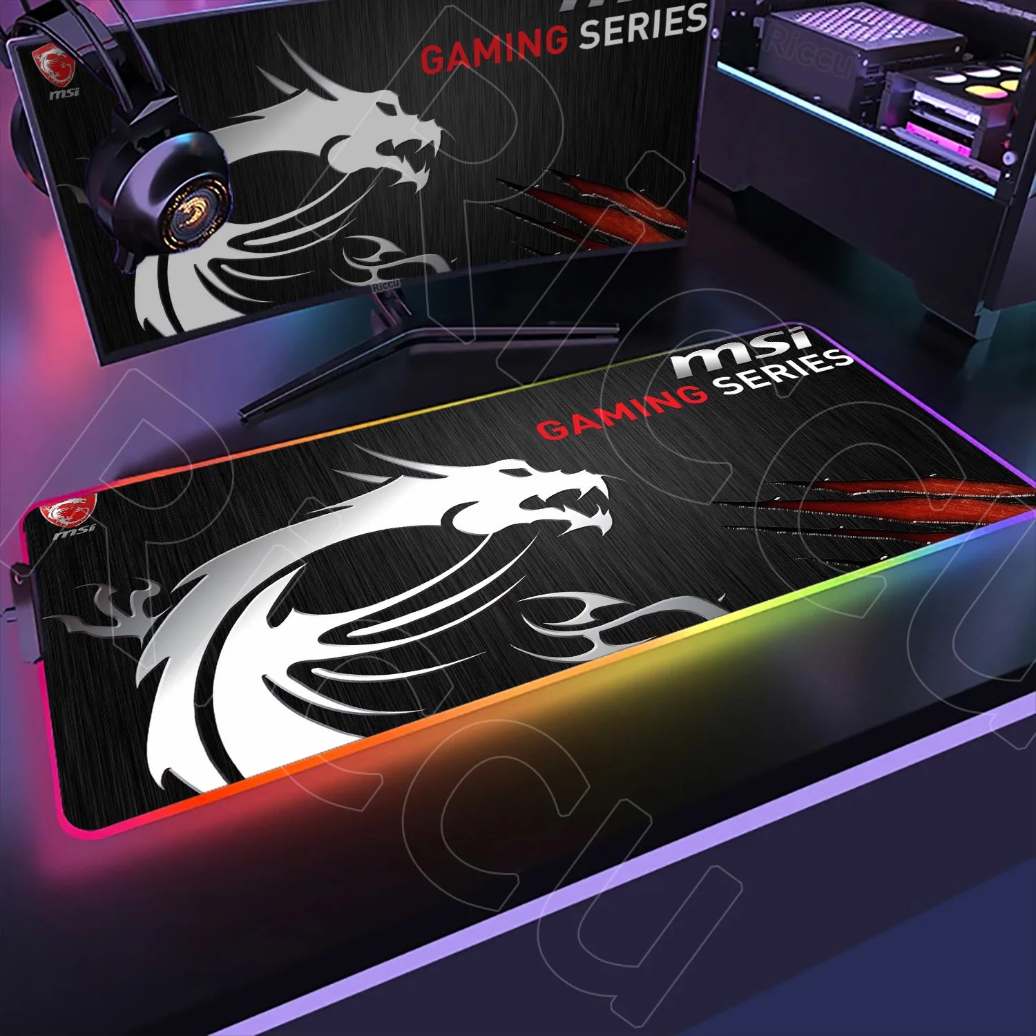 Large RGB Mouse Pad MSI Gaming Speed Mousepad Colorful LED Luminous Table Mats XXL Gamer Computer Backlight Keyboard Accessories