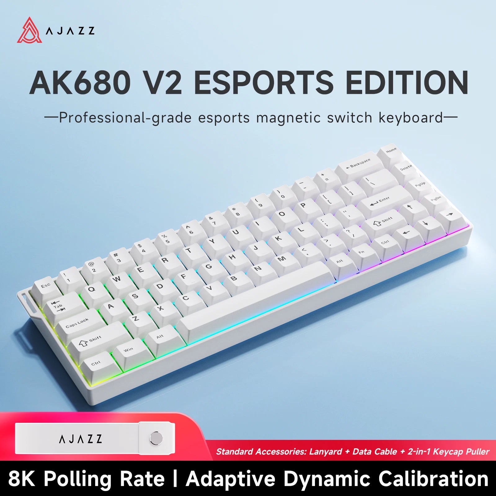 AJAZZ AK680 V2 E-sports magnetic switch keyboard 8K Polling Rate 128K Uitra-high Scan Rate  Aluminum Alloy Positioning Plate