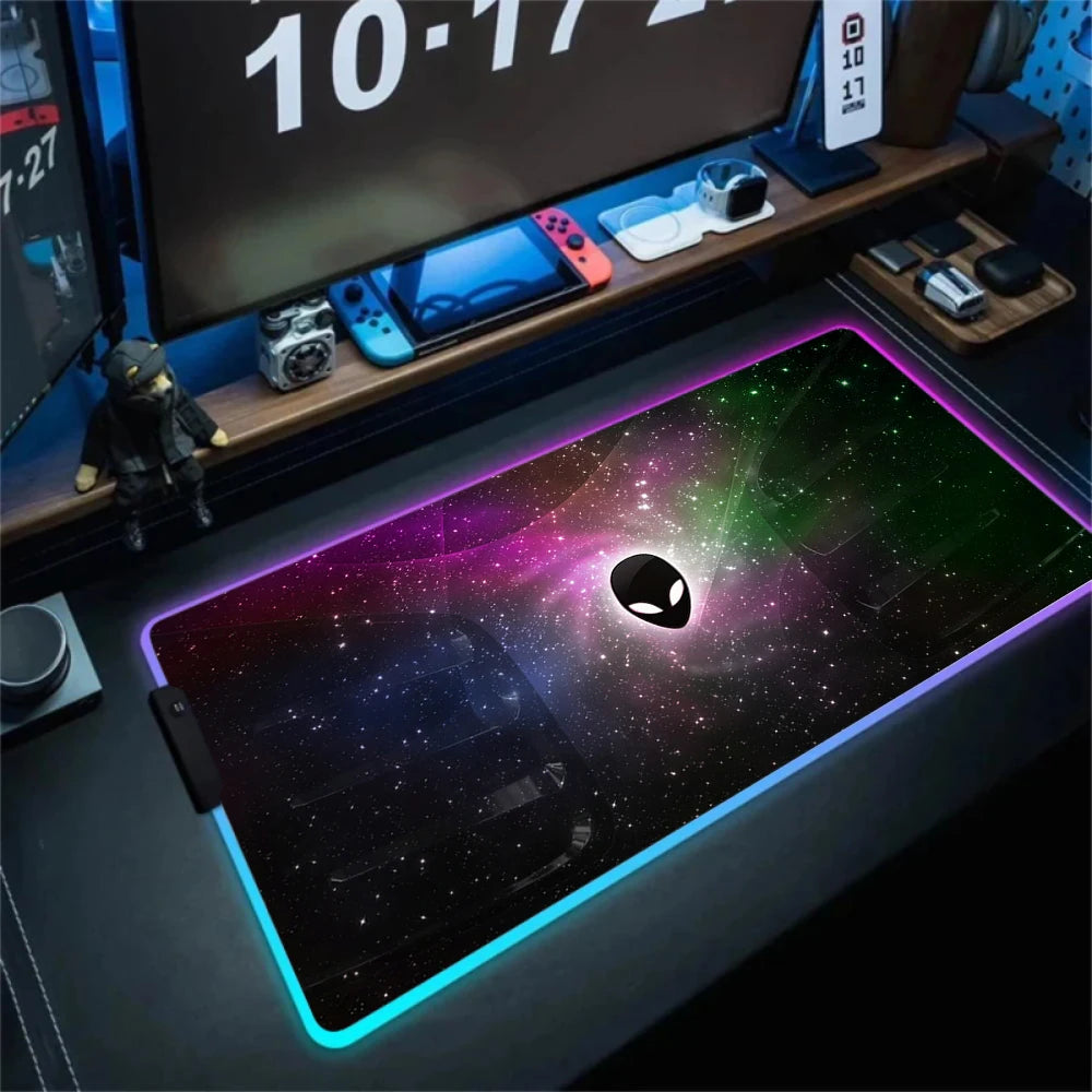 RGB Alienware Black Large Gaming Colorful Mouse Pad Luminescence Mousepad Keyboard Mat Table Desk Mat For Notebook Laptop Gamer