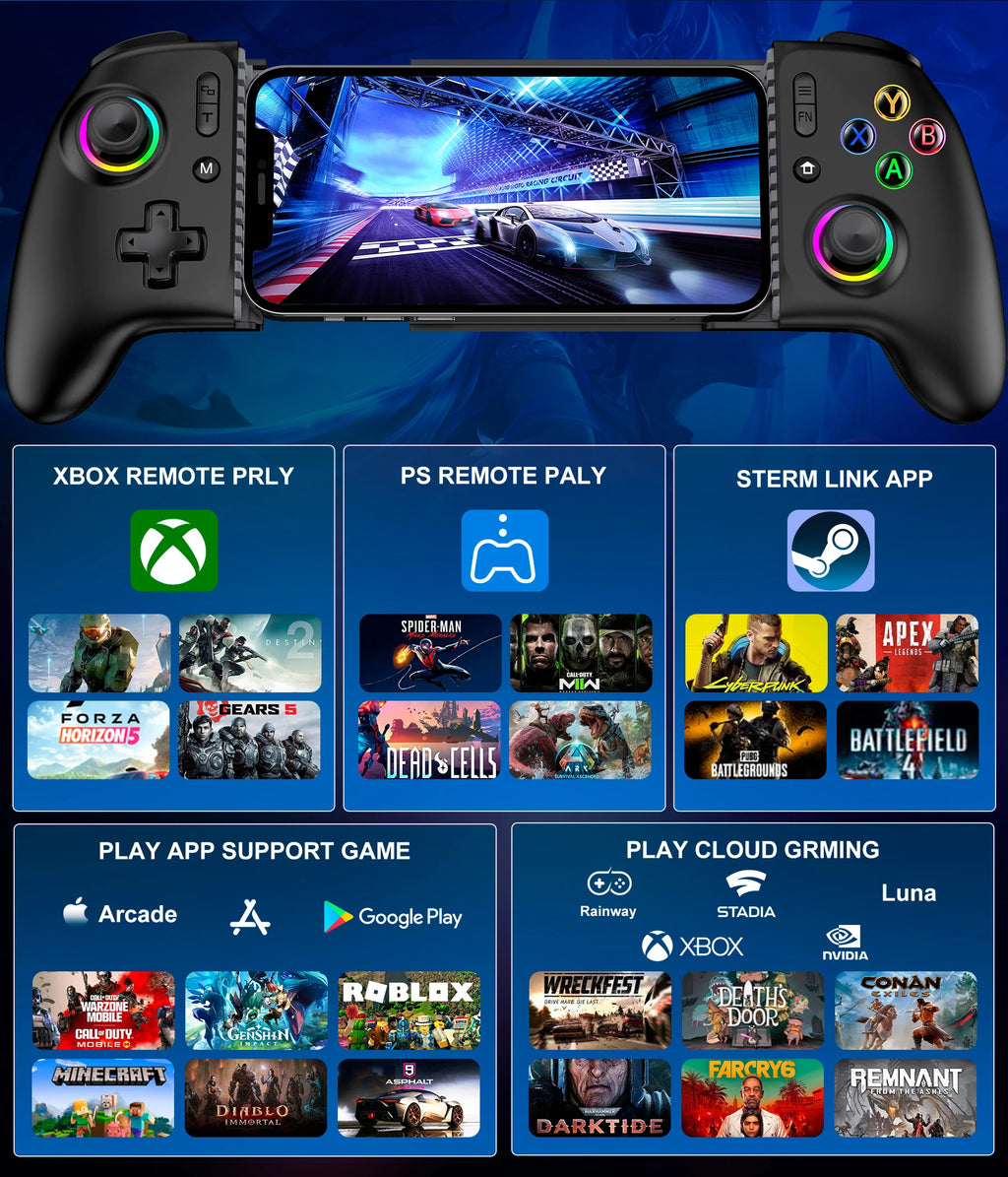 BEBONCOOL MC200 Mobile Phone Hall Effect Controller Type-C Gamepad Stretching Handle Stick Android iOS XBOX Cloud Game Joystick