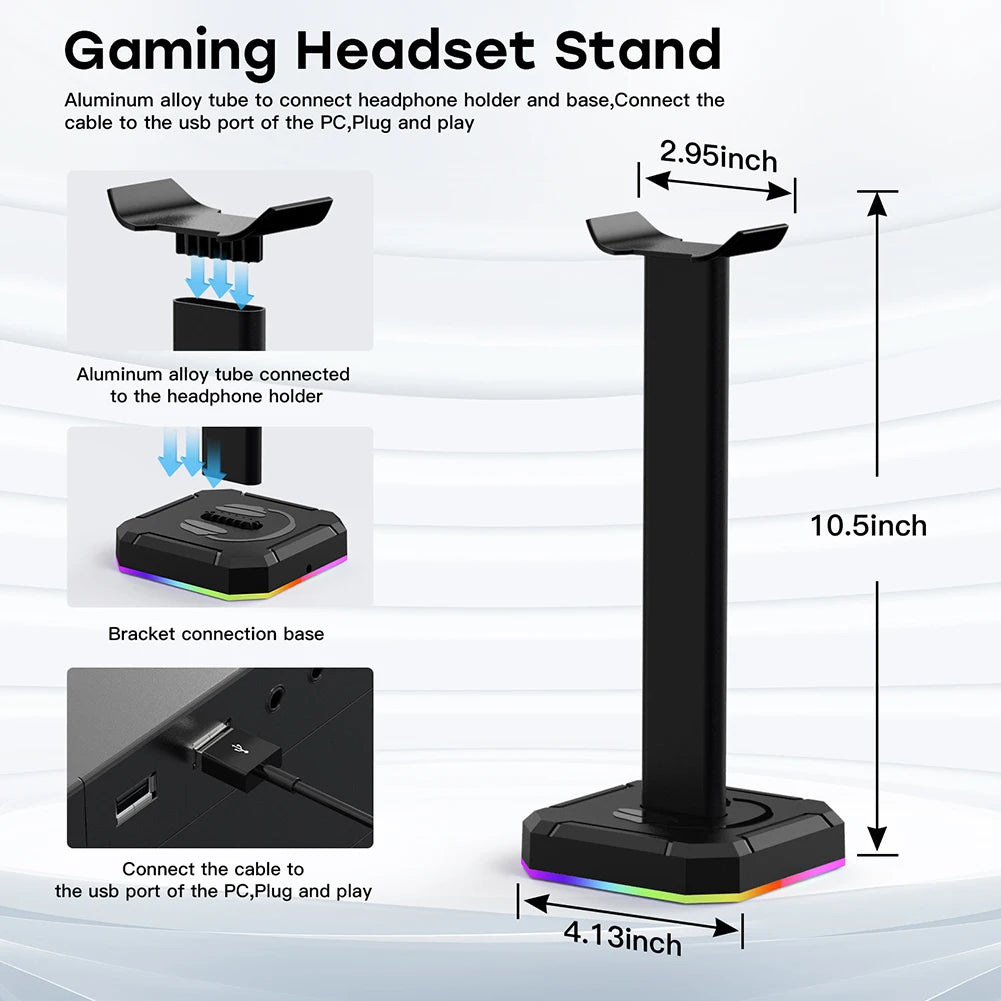 Universal Headphone Stand Aluminuim RGB Earphone Head Holder Supporting Flexible Headrest Fashion Headphone Hanger Mobile Phones