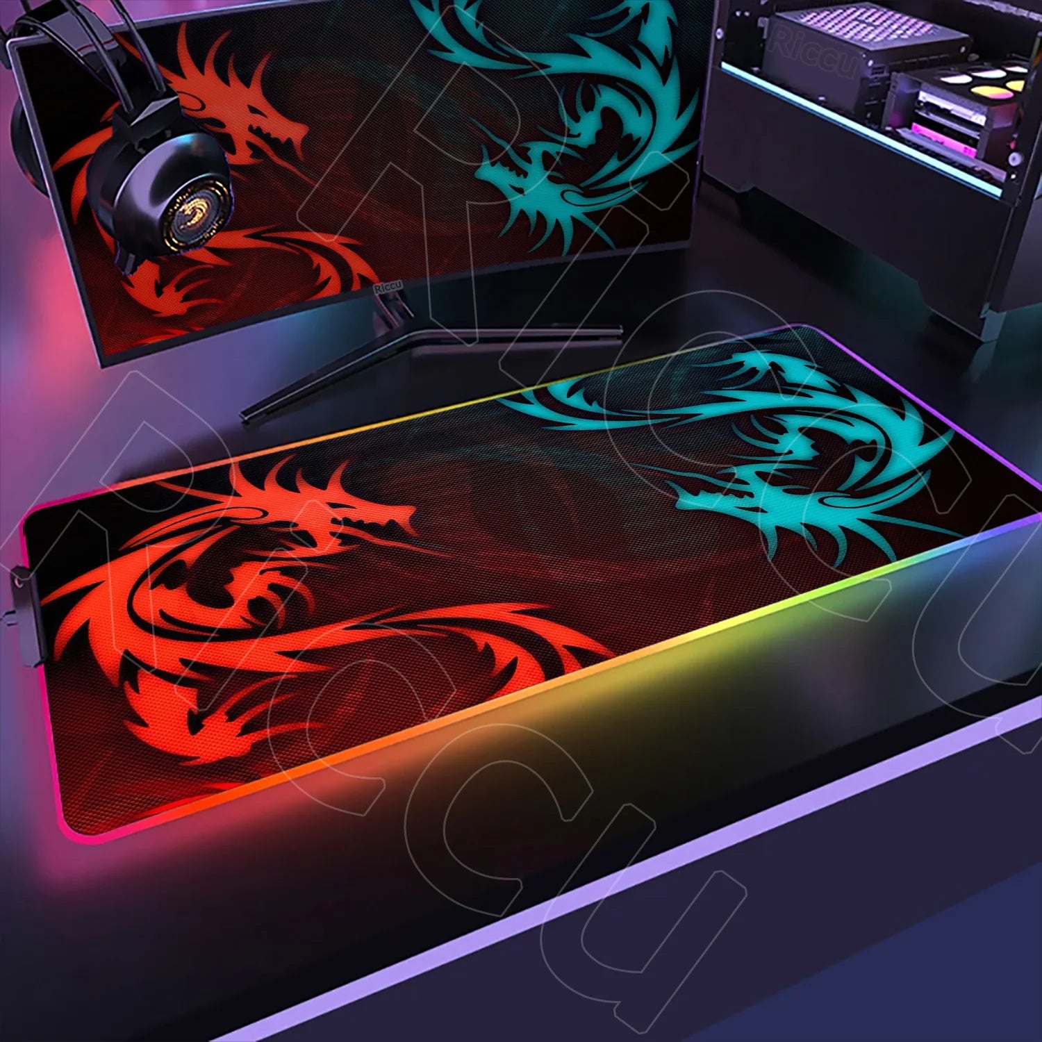 Large RGB Mouse Pad MSI Gaming Speed Mousepad Colorful LED Luminous Table Mats XXL Gamer Computer Backlight Keyboard Accessories