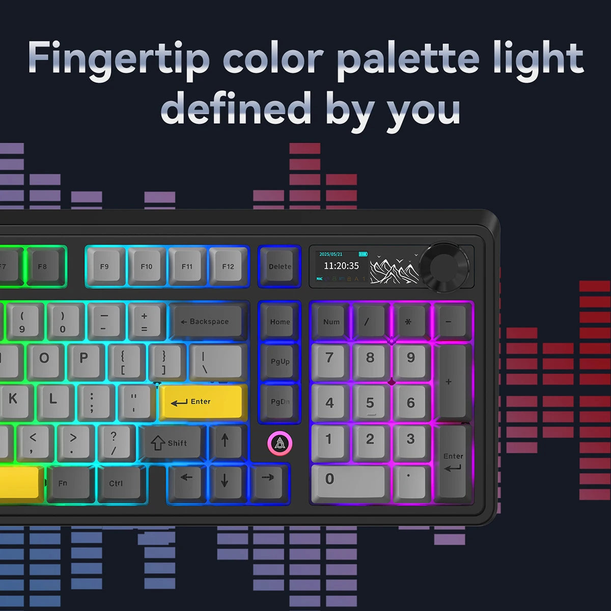 AJAZZ AK980 Mechanical Gaming keyboard, 2.9cm TFT Screen, Volume Knob, 98-Key Gasket Structure, RGB Lighting, Hot-Swappable PR4