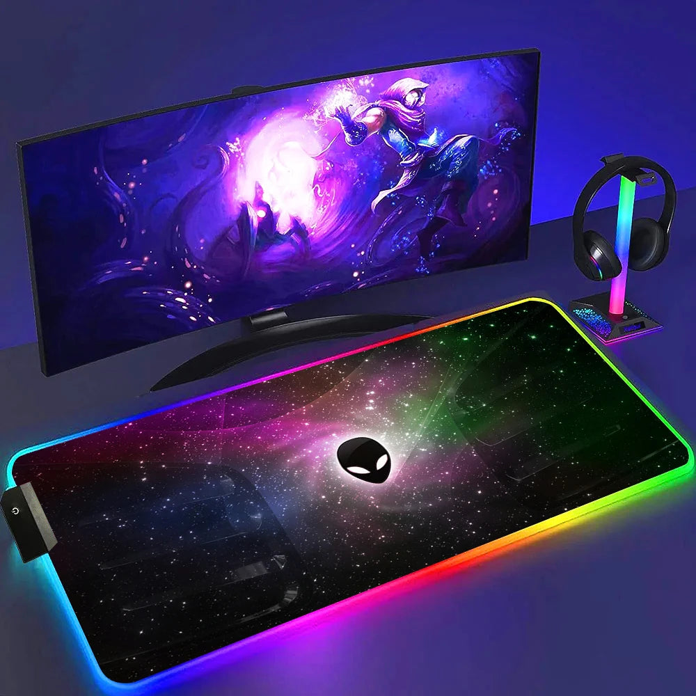 RGB Alienware Black Large Gaming Colorful Mouse Pad Luminescence Mousepad Keyboard Mat Table Desk Mat For Notebook Laptop Gamer