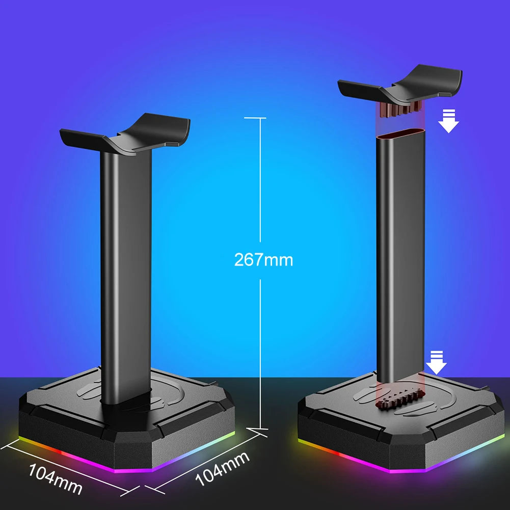 Universal Headphone Stand Aluminuim RGB Earphone Head Holder Supporting Flexible Headrest Fashion Headphone Hanger Mobile Phones