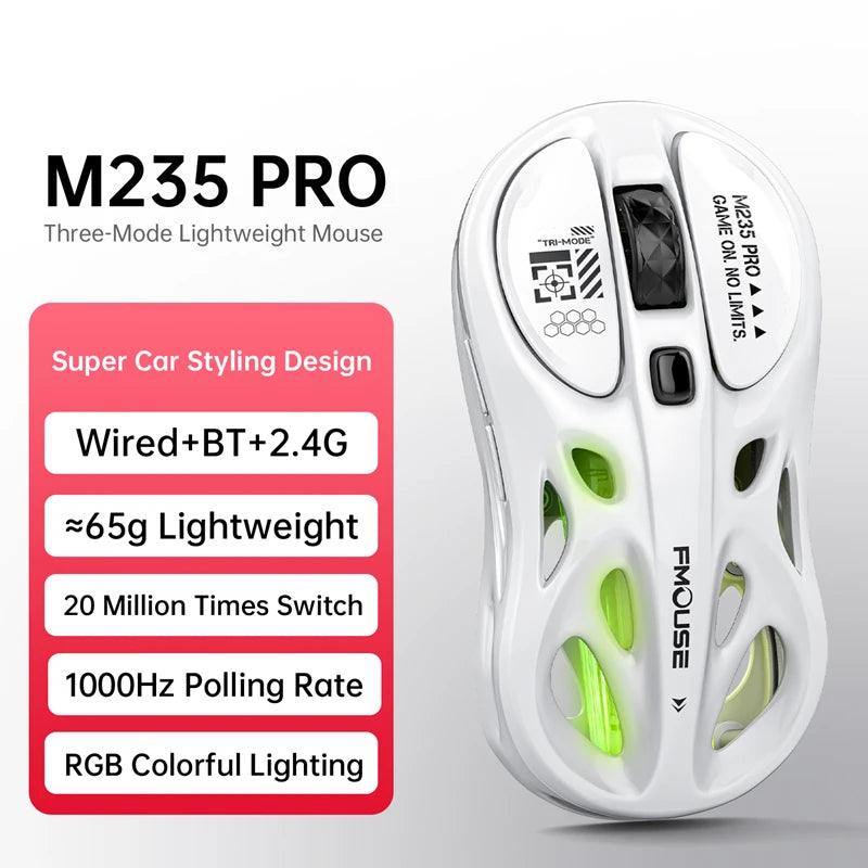 Wireless 2.4G Tri-Mode Rgb Gaming Mouse Hollow Lightweight Design With Chroma Lighting Wired Bluetooth E-Sports Mouse Controller