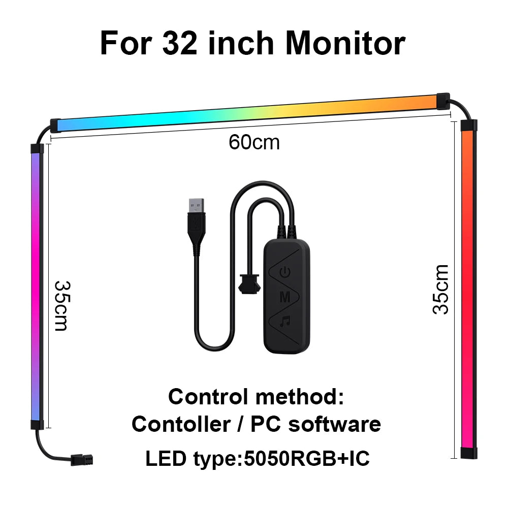 Gaming Lights Strip Monitor Backlight RGB Color Sync Light Strip Smart Control LED Display Sync PC Atmosphere Screen DIY Lamp