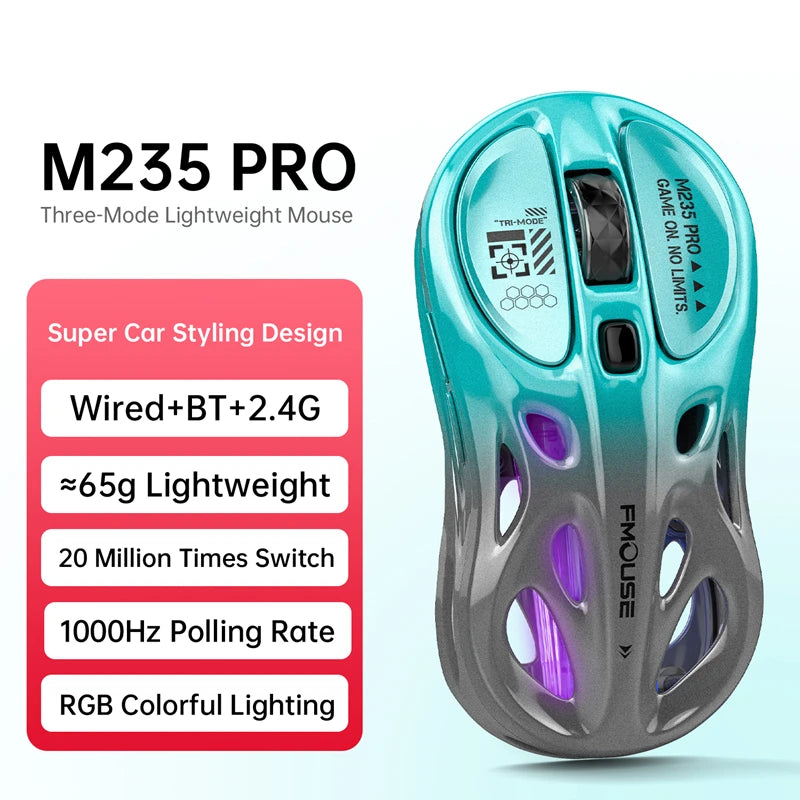 Wireless 2.4G Tri-Mode Rgb Gaming Mouse Hollow Lightweight Design With Chroma Lighting Wired Bluetooth E-Sports Mouse Controller