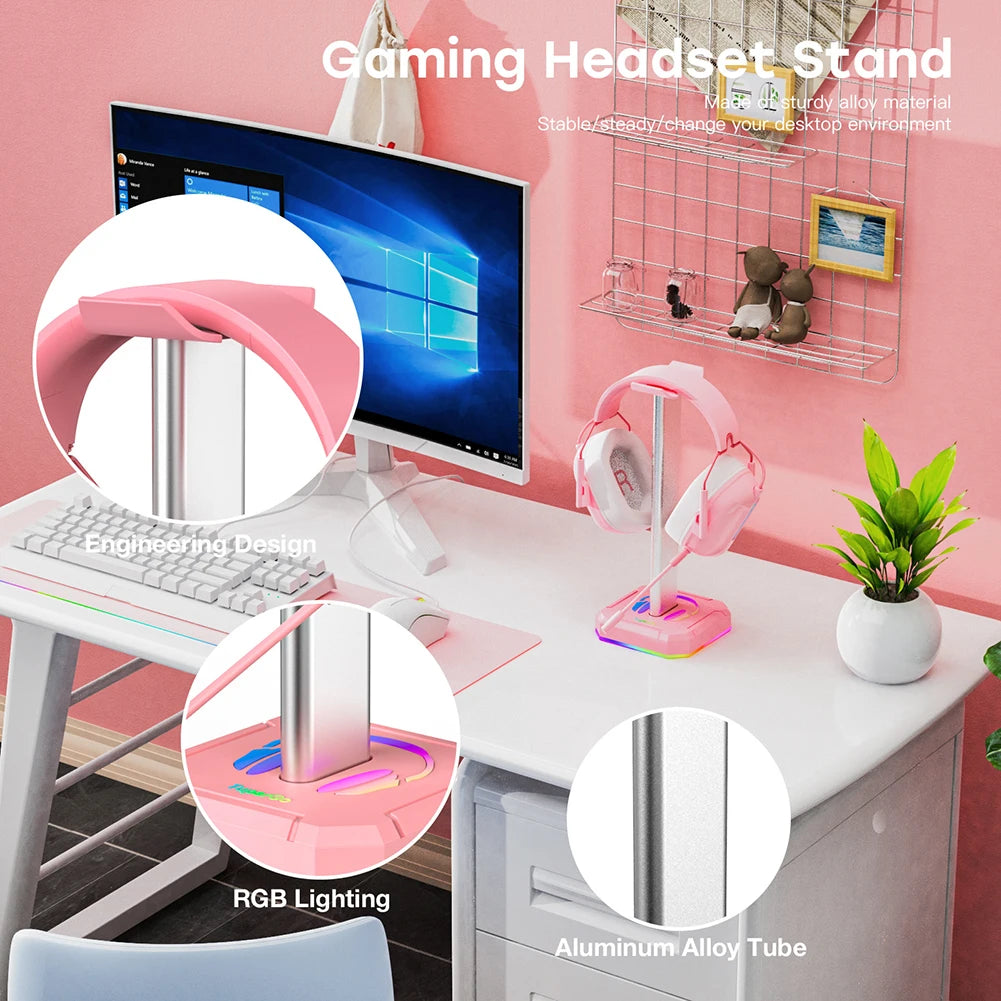 Universal Headphone Stand Aluminuim RGB Earphone Head Holder Supporting Flexible Headrest Fashion Headphone Hanger Mobile Phones