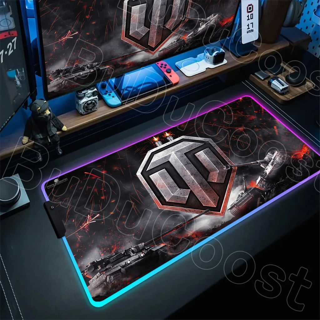 RGB Mousepad Gaming World of Tanks Mouse Pad Backlight Keyboard Rug Large Size Rubber Table Pad Antislip Base Desktop Mouse Mats