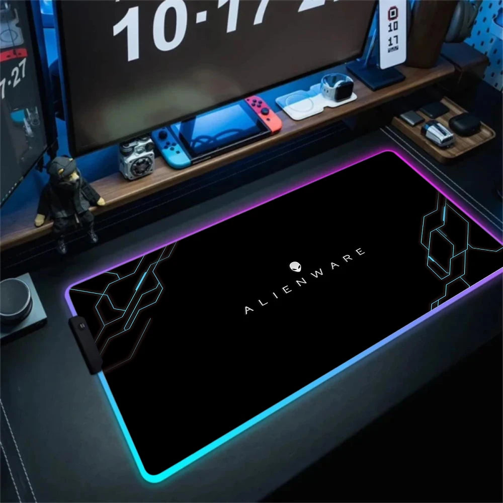 RGB Alienware Black Large Gaming Colorful Mouse Pad Luminescence Mousepad Keyboard Mat Table Desk Mat For Notebook Laptop Gamer