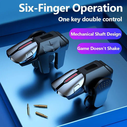 1Pair Mobile Phone Game Trigger 6 Finger Game Controller Universal Gamepad Joystick Shooter Button Controller for IOS Android