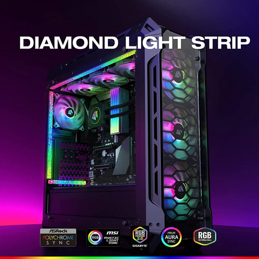 RGB PC LED Strip WS2812 Magnetic Computer Chassis Atmosphere Light Bar 5V 3Pin ARGB Motherboard Light Strip PC Game Decor Light