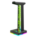 RGB Lights Headphone Stand 10 Lighting Modes Dual USB Port Touch Control Strip Light for All Headsets Gamers Gaming PC Stand