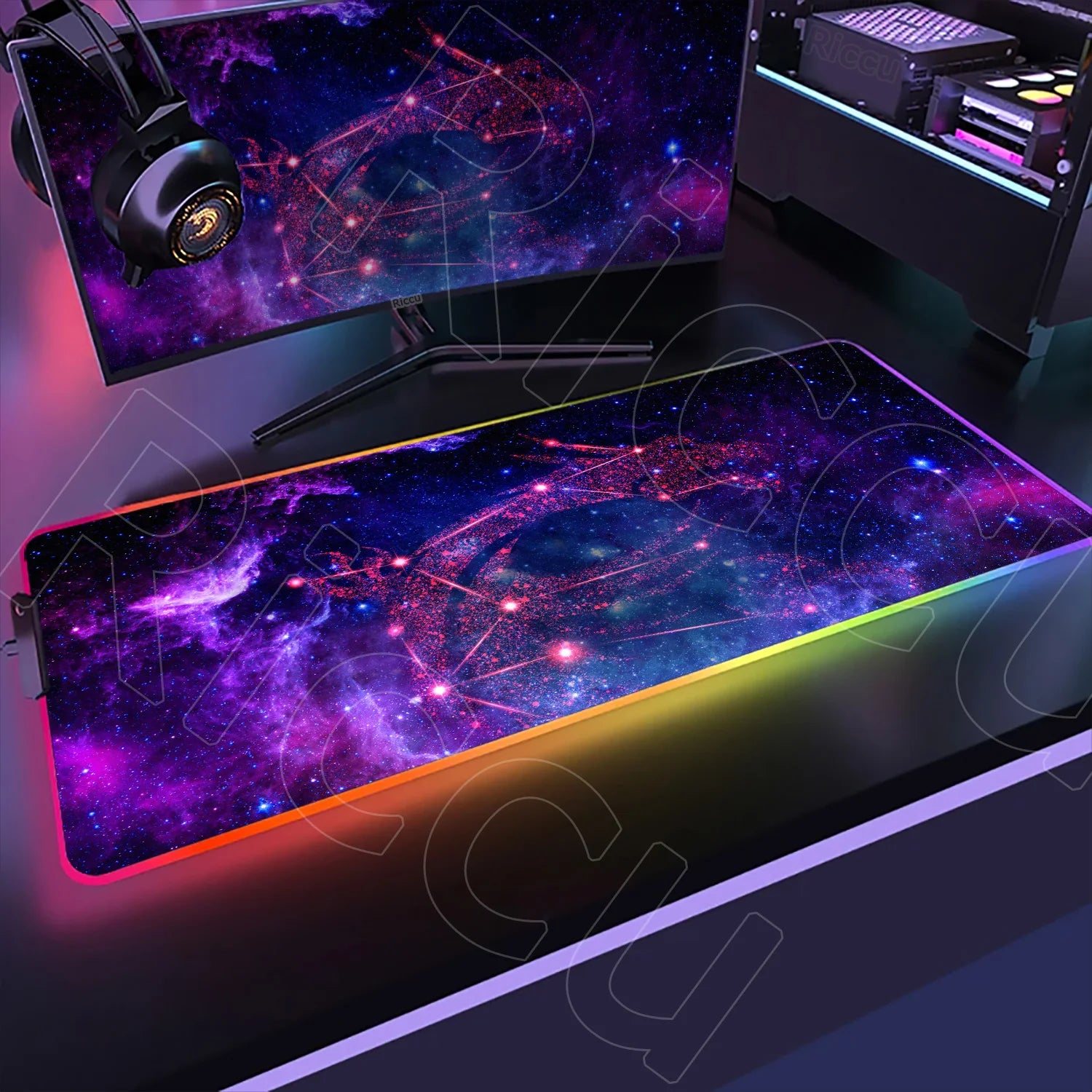Large RGB Mouse Pad MSI Gaming Speed Mousepad Colorful LED Luminous Table Mats XXL Gamer Computer Backlight Keyboard Accessories