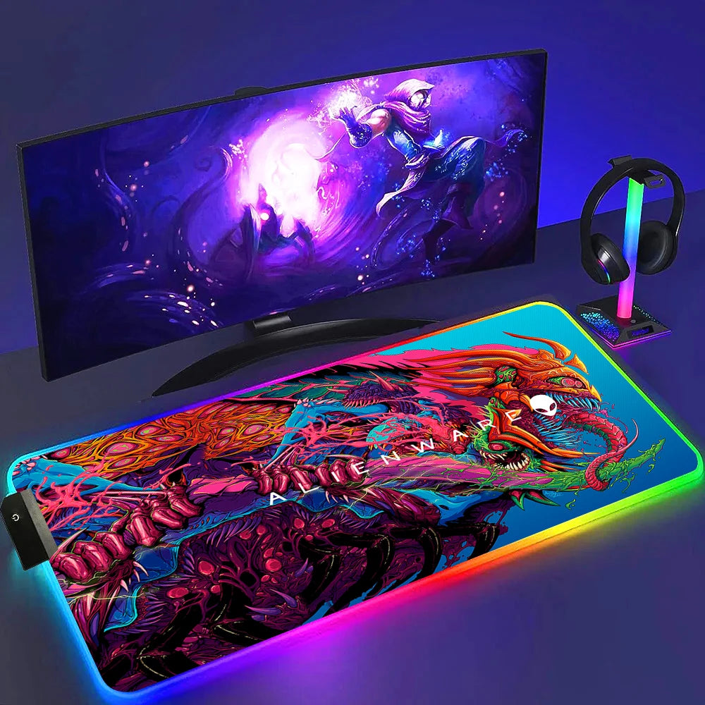 RGB Alienware Black Large Gaming Colorful Mouse Pad Luminescence Mousepad Keyboard Mat Table Desk Mat For Notebook Laptop Gamer