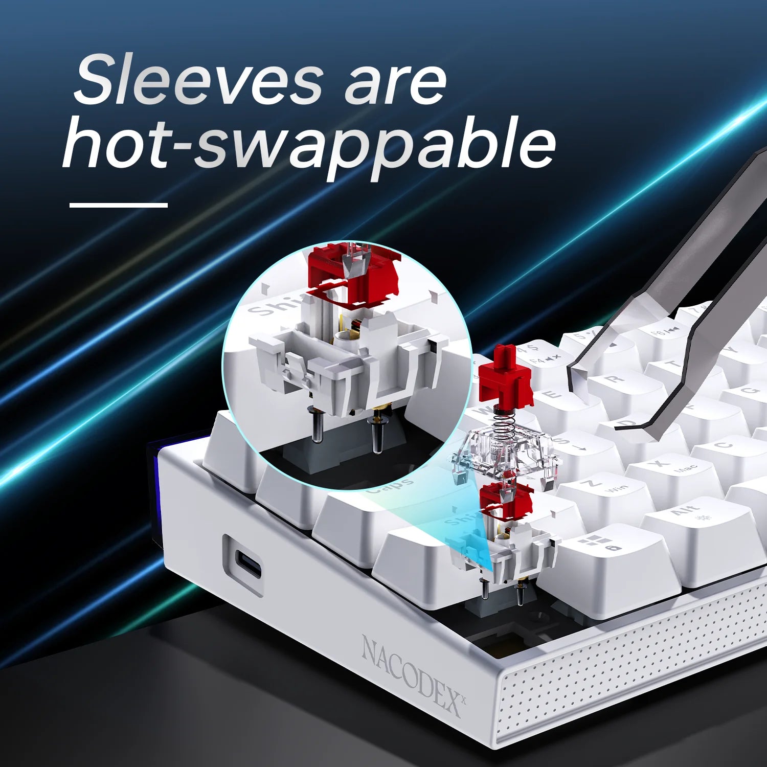 New Ajazz Nacodex Nk68 Mechanical Keyboard Terrain keycap Rgb Light Bar 68-Key Wired Gaming Office Wired Connect Keyboard