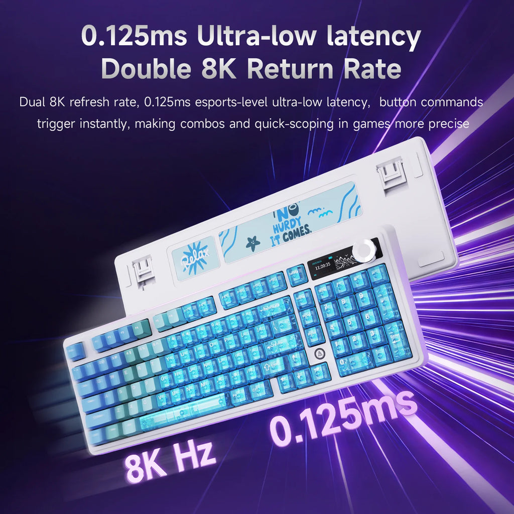 AJAZZ AK980V2 Pro 10000mAh Battery Dual 8K Polling Rate Tri-Mode Wired/Bluetooth/2.4G Gaming Keyboard with Color Screen