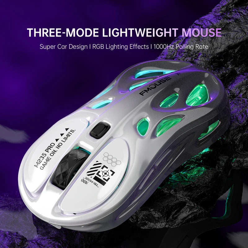 Wireless 2.4G Tri-Mode Rgb Gaming Mouse Hollow Lightweight Design With Chroma Lighting Wired Bluetooth E-Sports Mouse Controller