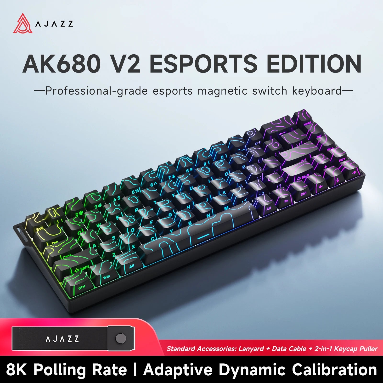 AJAZZ AK680 V2 E-sports magnetic switch keyboard 8K Polling Rate 128K Uitra-high Scan Rate  Aluminum Alloy Positioning Plate