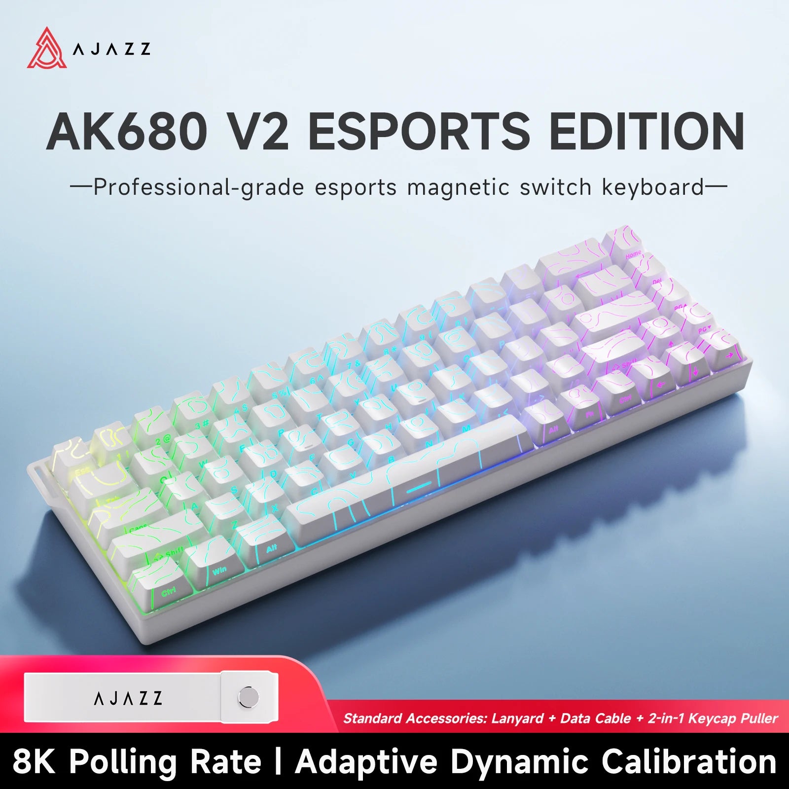 AJAZZ AK680 V2 E-sports magnetic switch keyboard 8K Polling Rate 128K Uitra-high Scan Rate  Aluminum Alloy Positioning Plate