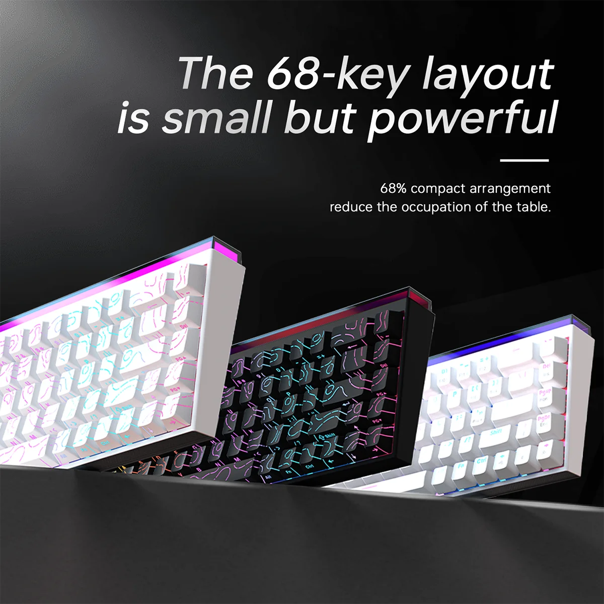 AJAZZ NK68 Mechanical Keyboard - 68-Key Hot-Swap Gaming Keyboard with RGB Backlit Keys, Ergonomic Design, USB Wired Connection