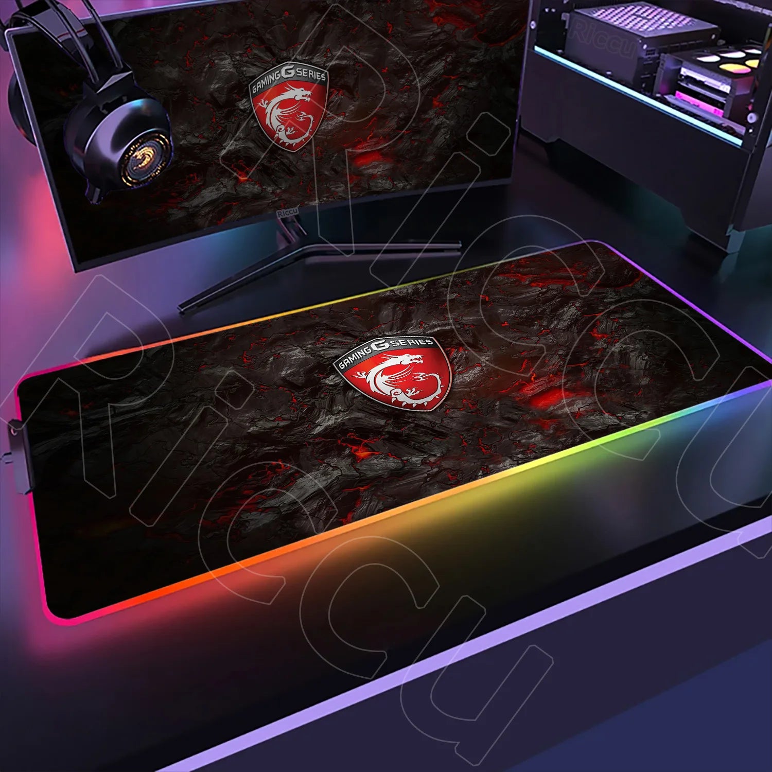 Large RGB Mouse Pad MSI Gaming Speed Mousepad Colorful LED Luminous Table Mats XXL Gamer Computer Backlight Keyboard Accessories