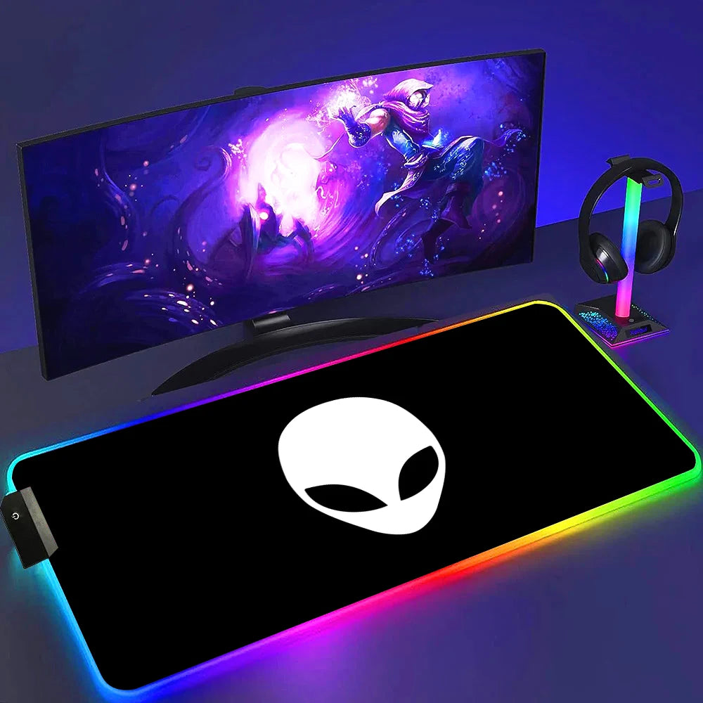RGB Alienware Black Large Gaming Colorful Mouse Pad Luminescence Mousepad Keyboard Mat Table Desk Mat For Notebook Laptop Gamer