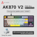 Ajazz AK870 V2 Gaming Mechanical Keyboard Is A Hot-Swaddable RGB Wired Gaming Keyboard Suitable For Various Scenarios On Laptops