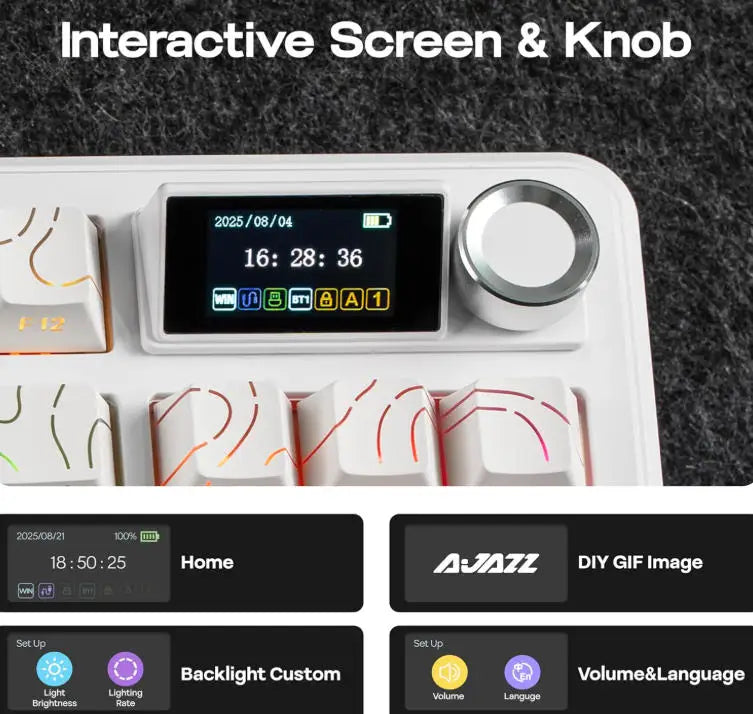 AJAZZ AK870 V2 TKL Gasket Mechanical Keyboard, BT5.0/2.4GHz/USB-C Wireless Gaming Keyboard with 10000mAh Battery, RGB Backlits,