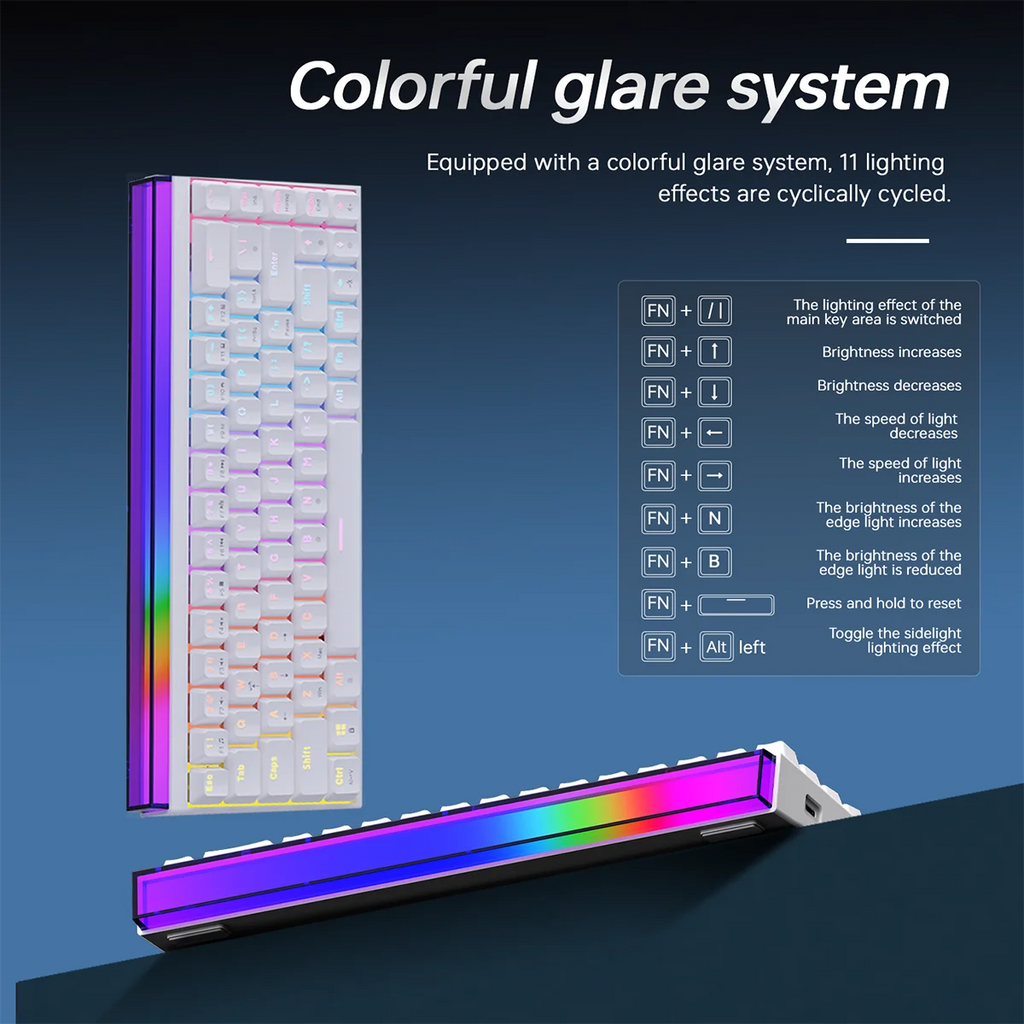 AJAZZ NK68 Mechanical Keyboard - 68-Key Hot-Swap Gaming Keyboard with RGB Backlit Keys, Ergonomic Design, USB Wired Connection