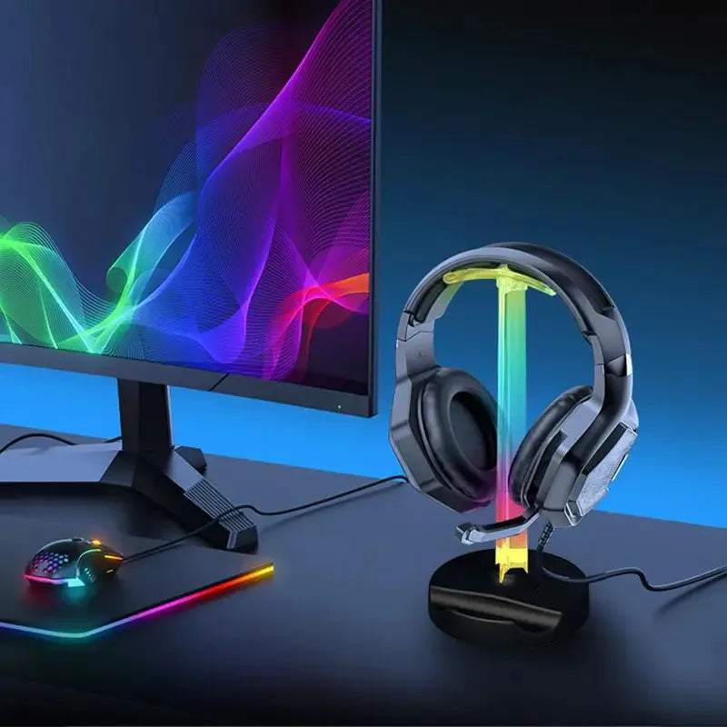 RGB Headphone Stand Base Built-in Aromatherapy Holder Accessories Gaming Earphone Table Holder,Non-Slip Space Saving Headse M8O0