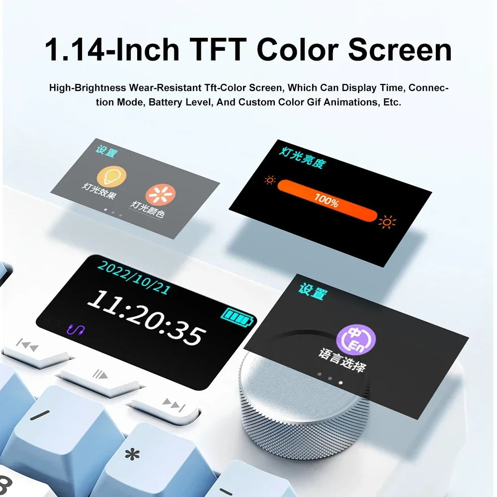 NEW Ajazz AK35I V3 MAX Tri-mode Wired Bluetooth Wireless Gaming Keyboard Gasket Full Key Hot Swap 104 Keys Customized Keyboard