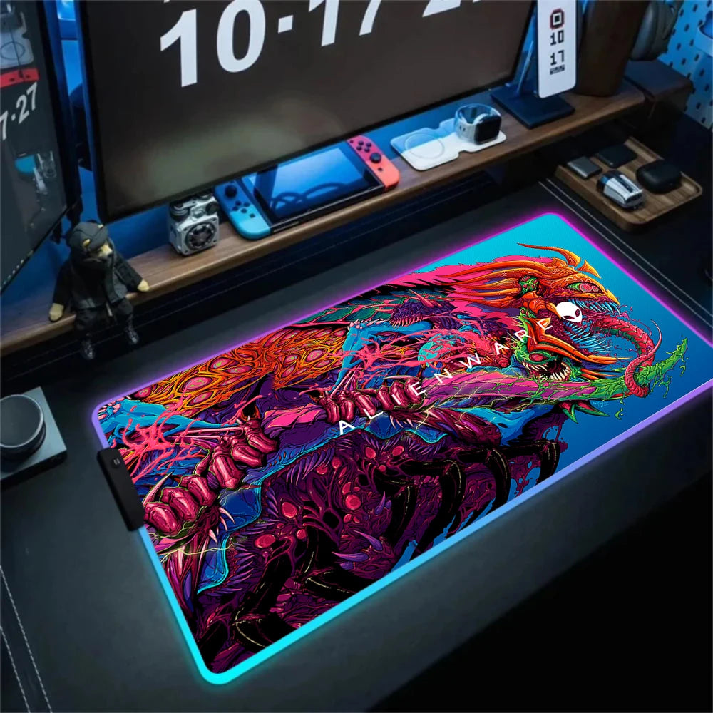 RGB Alienware Black Large Gaming Colorful Mouse Pad Luminescence Mousepad Keyboard Mat Table Desk Mat For Notebook Laptop Gamer