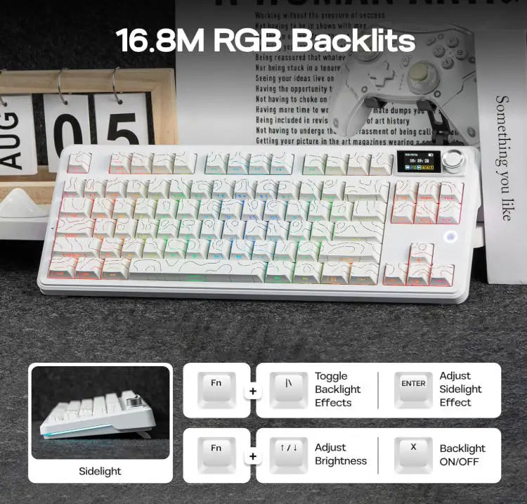 AJAZZ AK870 V2 TKL Gasket Mechanical Keyboard, BT5.0/2.4GHz/USB-C Wireless Gaming Keyboard with 10000mAh Battery, RGB Backlits,