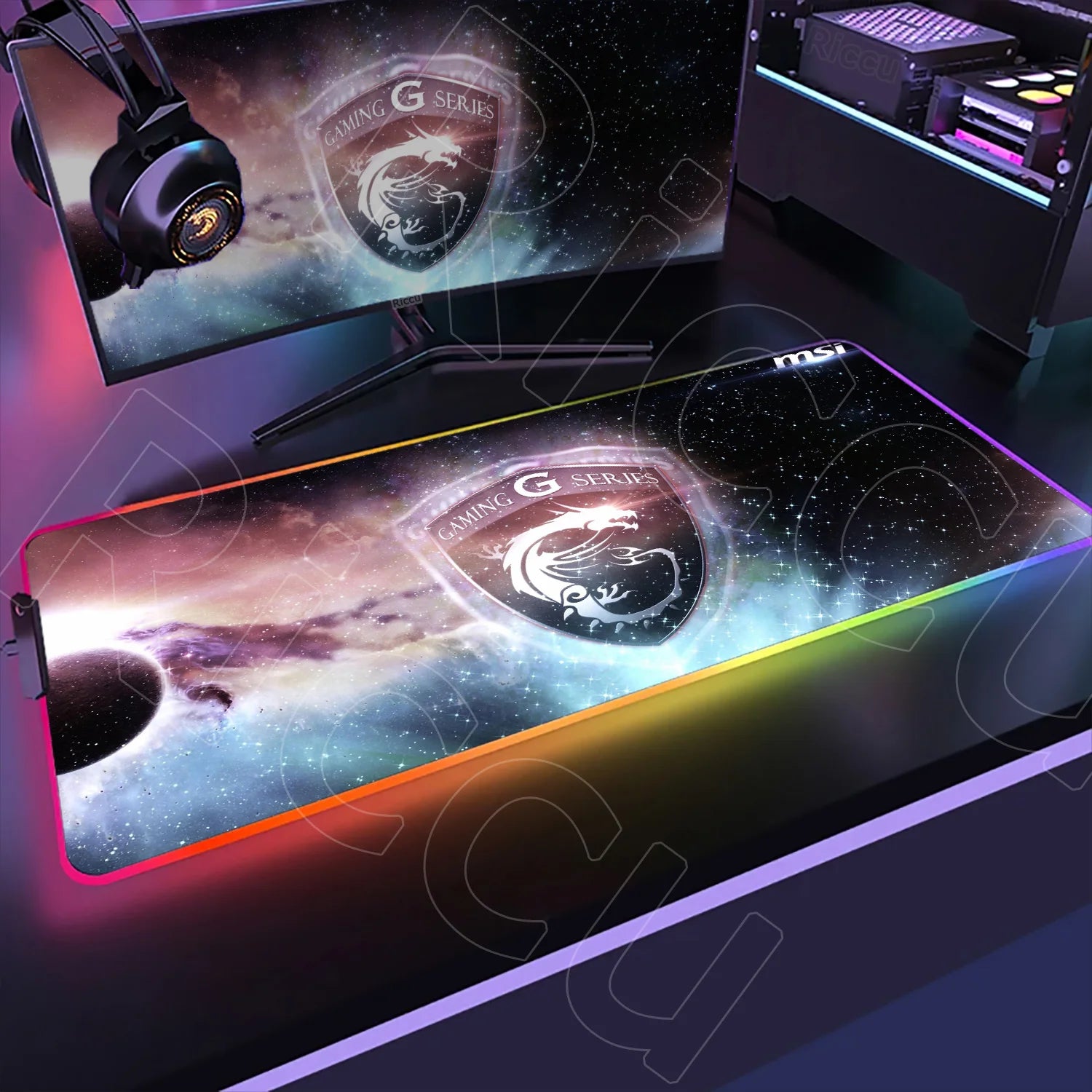 Large RGB Mouse Pad MSI Gaming Speed Mousepad Colorful LED Luminous Table Mats XXL Gamer Computer Backlight Keyboard Accessories