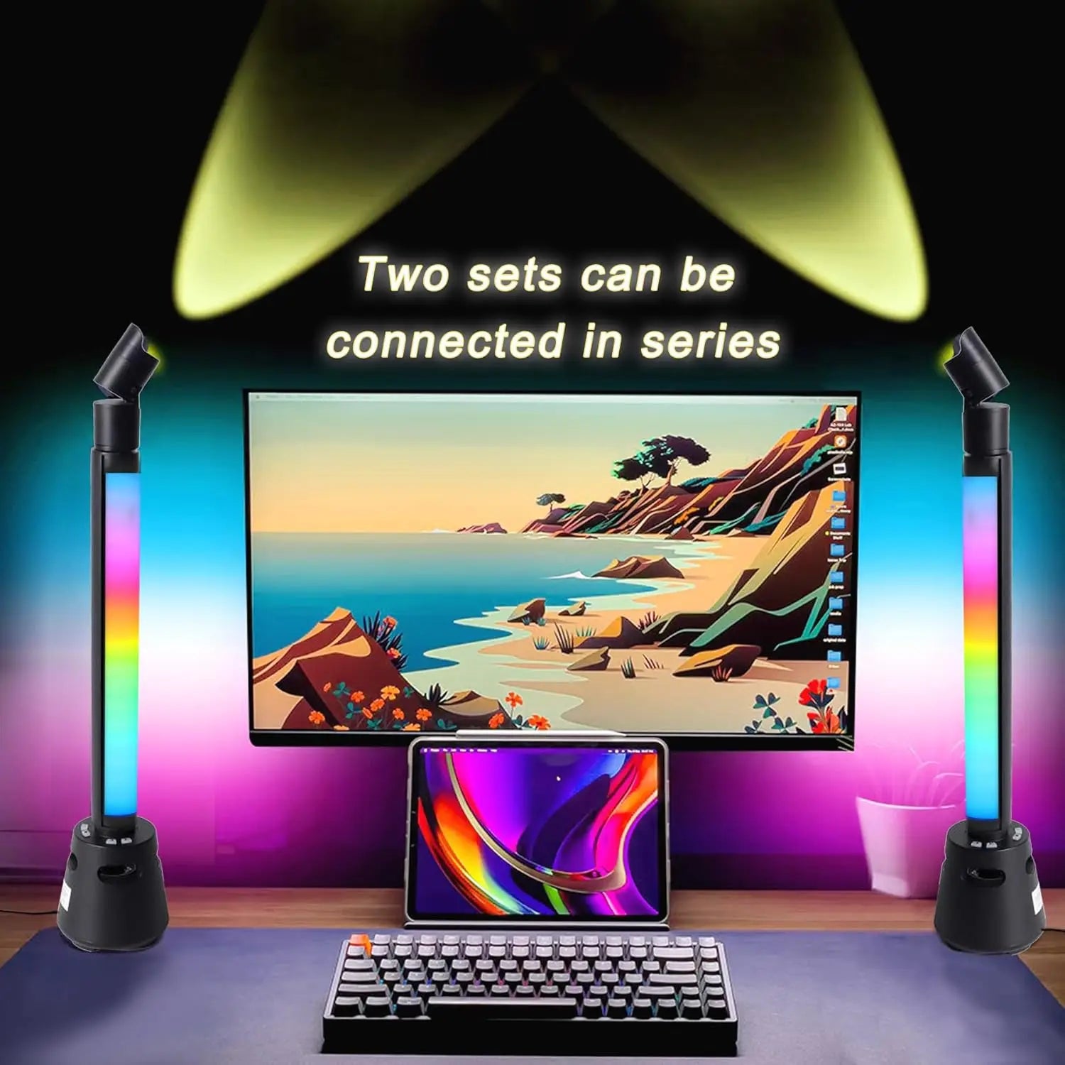 2PCS Smart LED Light Bar Bluetooth Connect Music Sync Rhythm RGB Lamp for Christmas Party GamingRoom Bedroom Lighting Atmosphere