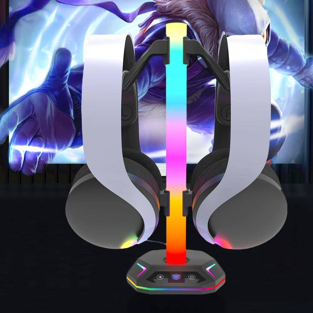 RGB Headphone Stand Controller Hook 9 Light Modes for Desk Controller Stand Hanger Desktop Display Holder Gaming Headset Holder