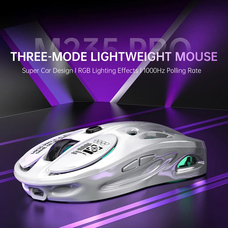 Wireless 2.4G Tri-Mode Rgb Gaming Mouse Hollow Lightweight Design With Chroma Lighting Wired Bluetooth E-Sports Mouse Controller