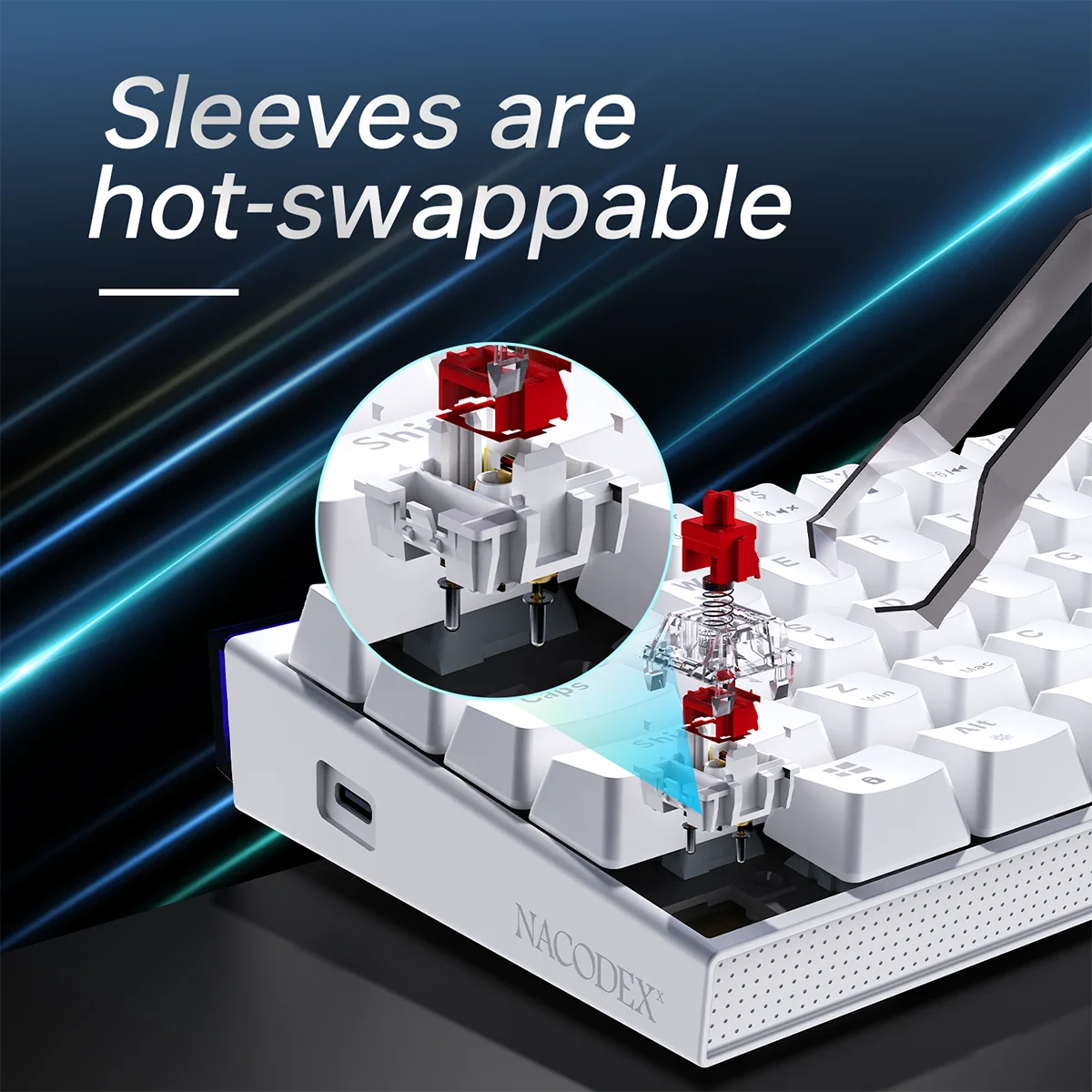 AJAZZ NK68 Mechanical Keyboard - 68-Key Hot-Swap Gaming Keyboard with RGB Backlit Keys, Ergonomic Design, USB Wired Connection