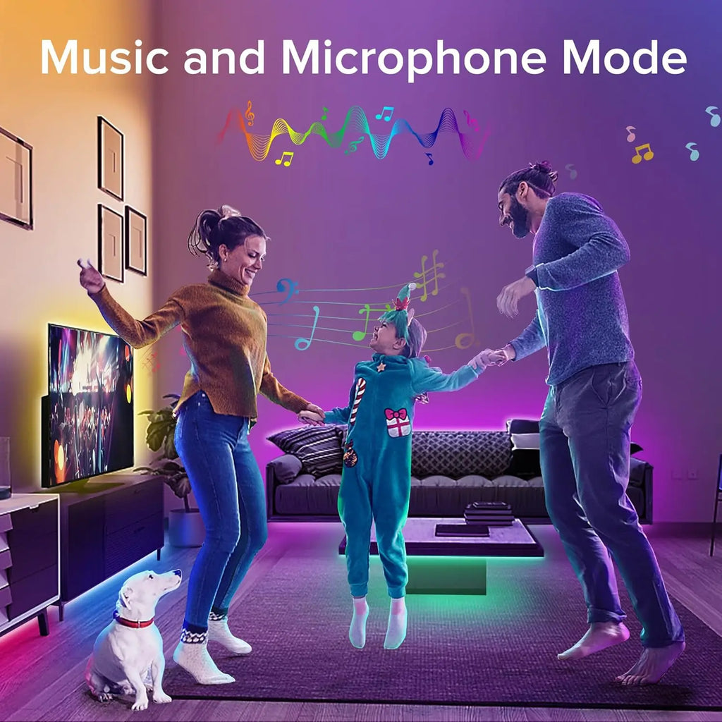Smart LED Strip Lights with Adhesive Backing，RGB 16 Million Colors Strip Lamp with App/Remote，Adjustable Brightness，Music Sync