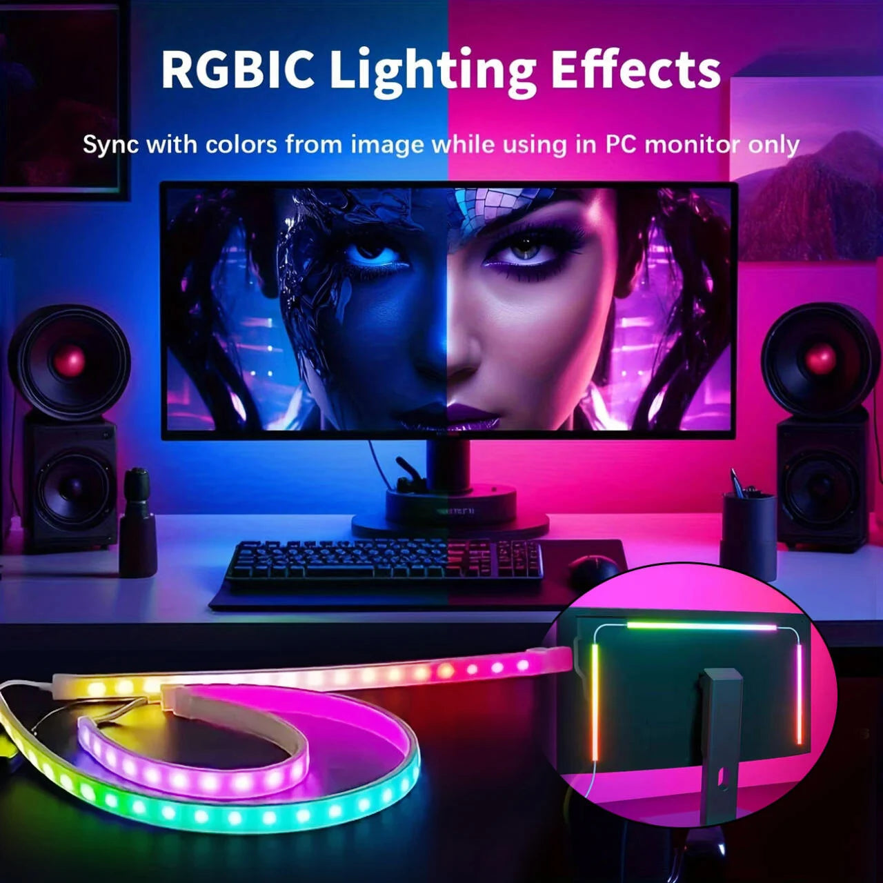 Rgb Gaming Ambient Light Strip Monitor Backlight Led Display Sync Pc Atmosphere Screen App Music Synchronized 5V Smart Led Tape