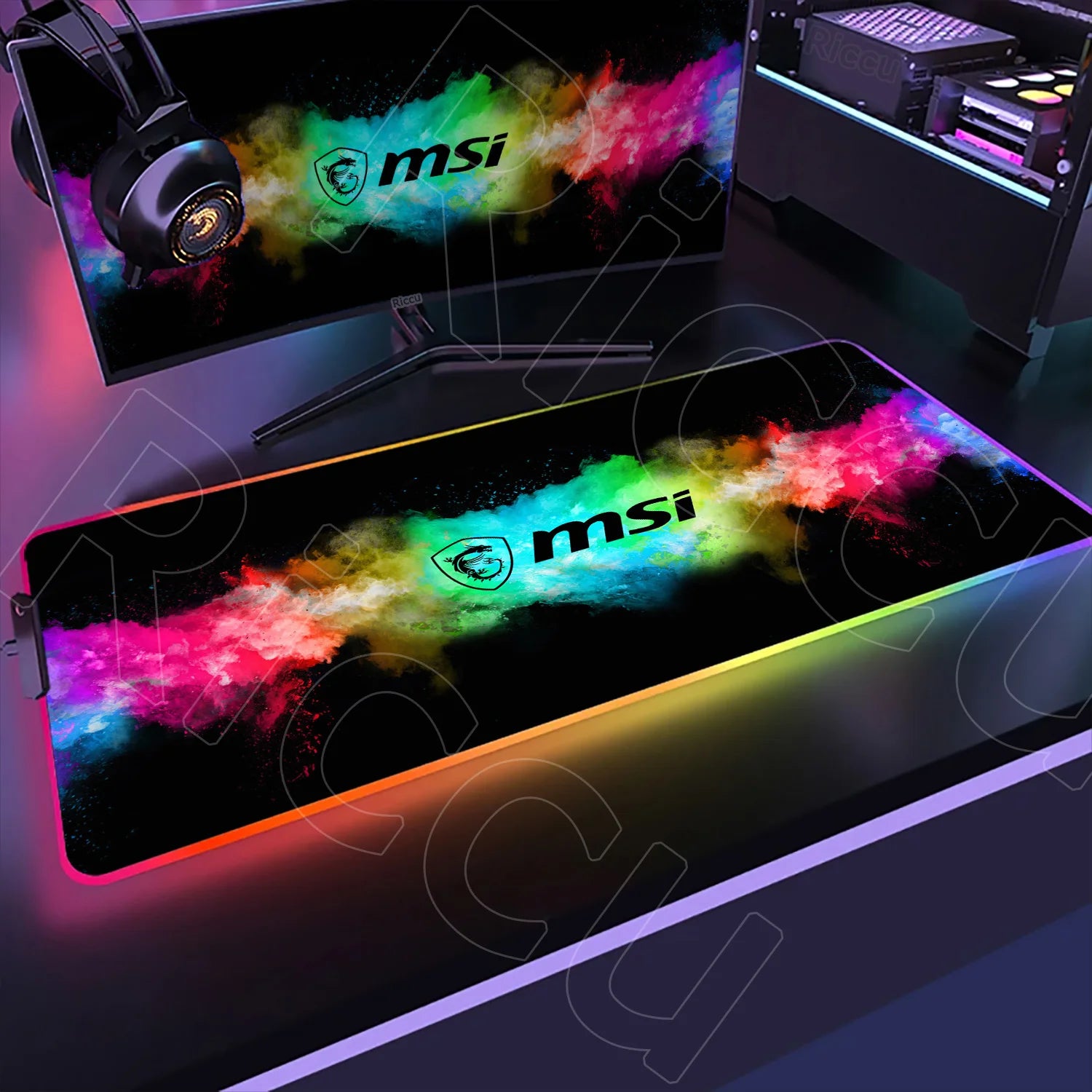 Large RGB Mouse Pad MSI Gaming Speed Mousepad Colorful LED Luminous Table Mats XXL Gamer Computer Backlight Keyboard Accessories