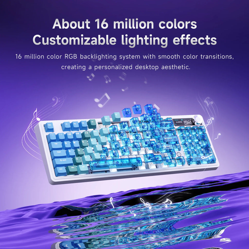 AJAZZ AK980V2 Pro 10000mAh Battery Dual 8K Polling Rate Tri-Mode Wired/Bluetooth/2.4G Gaming Keyboard with Color Screen
