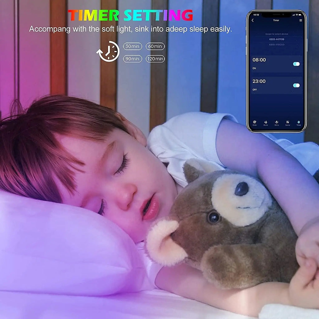 Smart LED Strip Lights with Adhesive Backing，RGB 16 Million Colors Strip Lamp with App/Remote，Adjustable Brightness，Music Sync