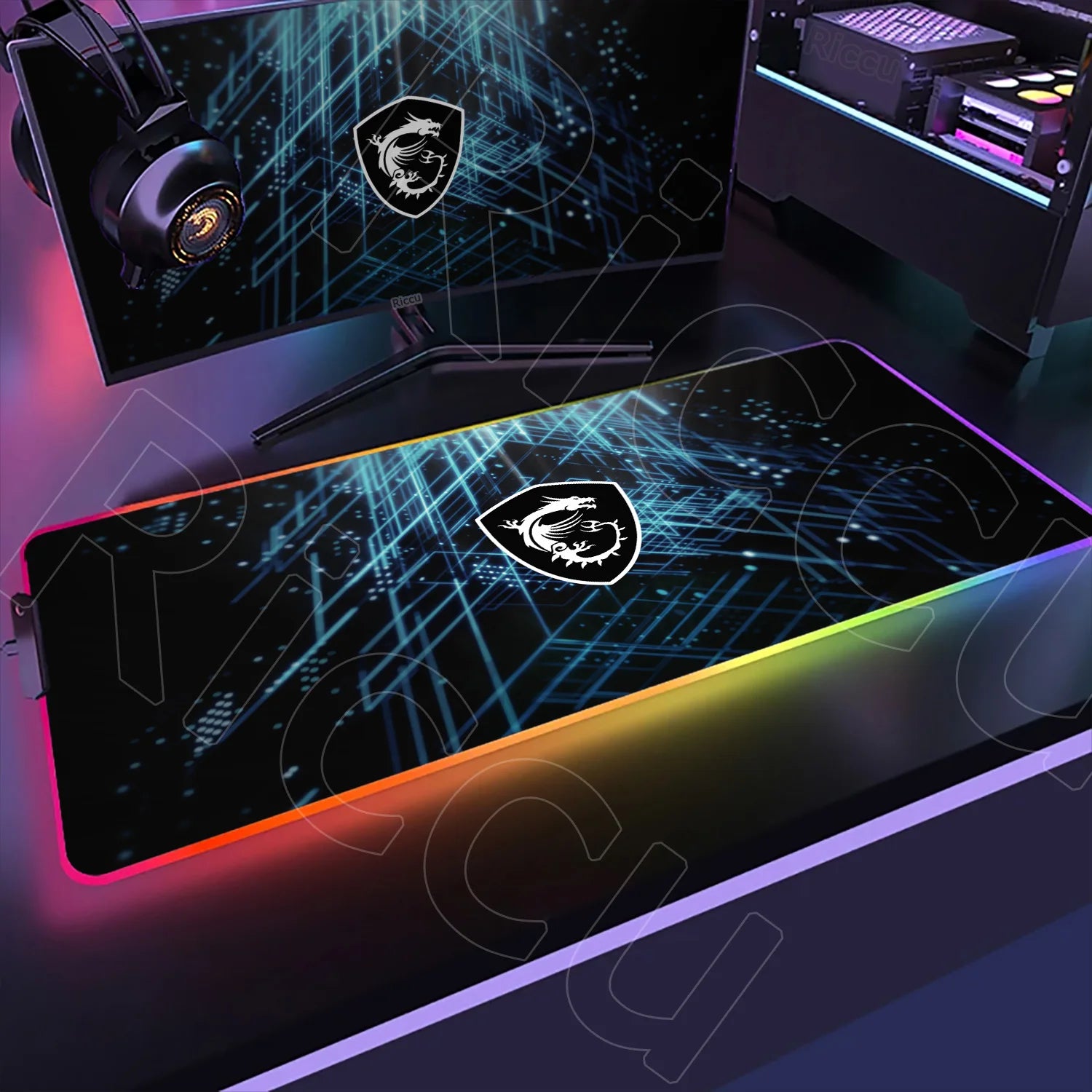 Large RGB Mouse Pad MSI Gaming Speed Mousepad Colorful LED Luminous Table Mats XXL Gamer Computer Backlight Keyboard Accessories