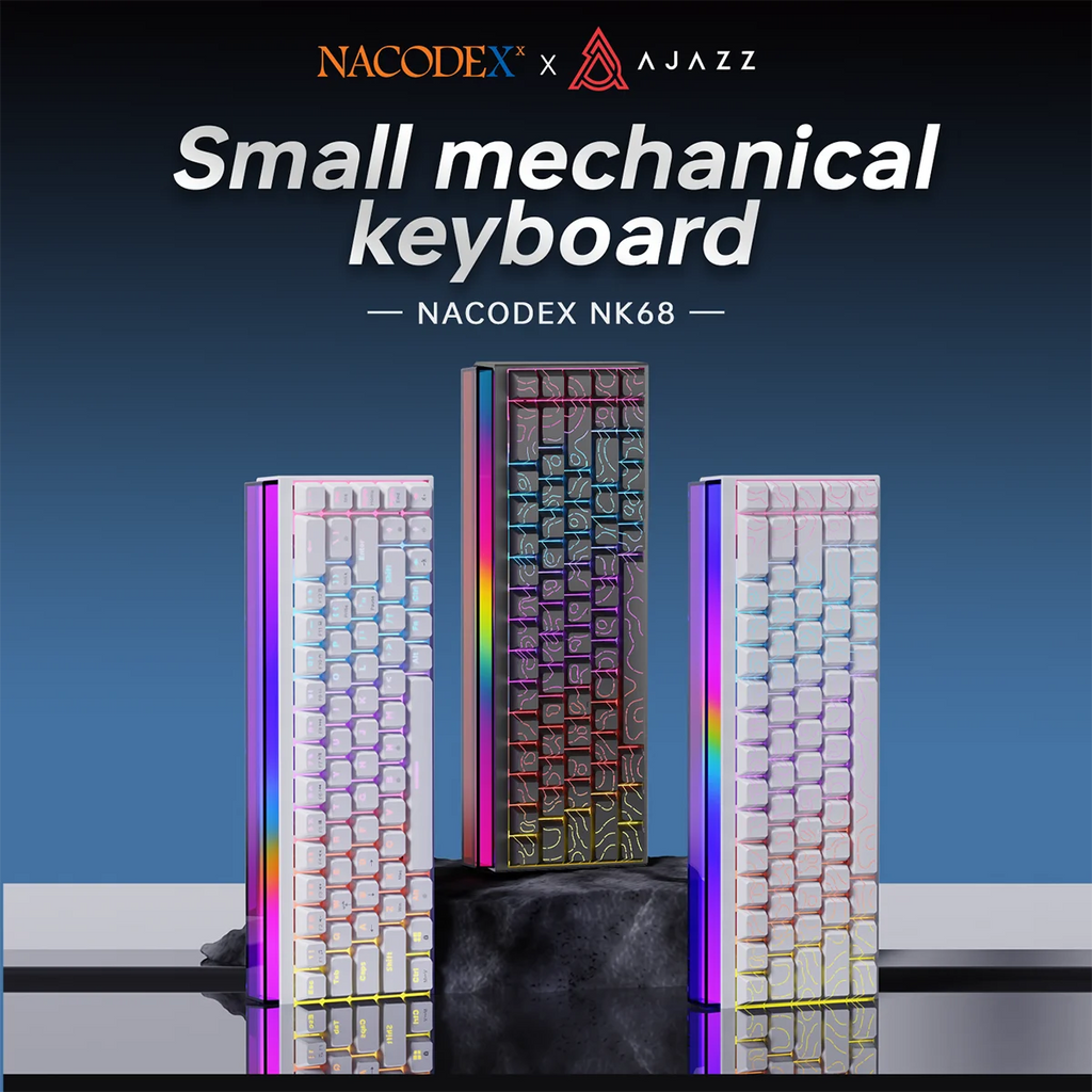 AJAZZ NK68 Mechanical Keyboard - 68-Key Hot-Swap Gaming Keyboard with RGB Backlit Keys, Ergonomic Design, USB Wired Connection