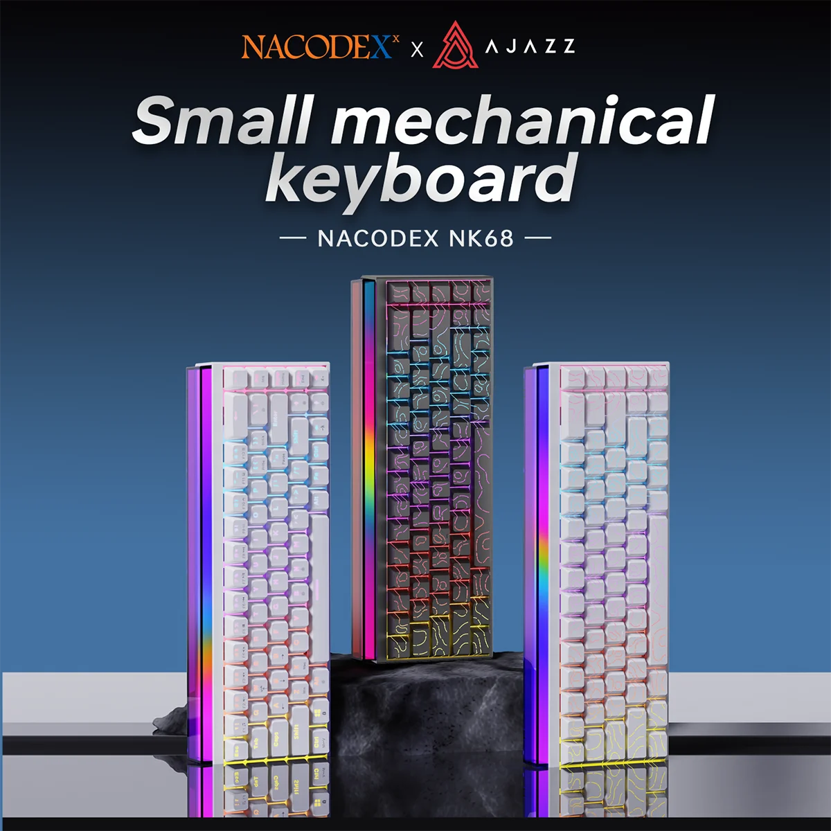 AJAZZ NK68 Mechanical Keyboard - 68-Key Hot-Swap Gaming Keyboard with RGB Backlit Keys, Ergonomic Design, USB Wired Connection